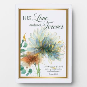 His Love Endures Forever Psalm 136 White Scripture Plaque