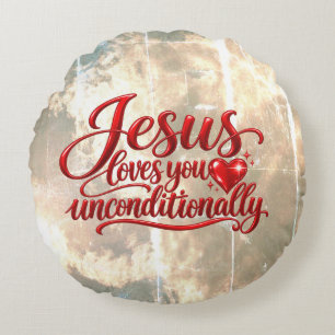 His love is Unconditional Round Cushion