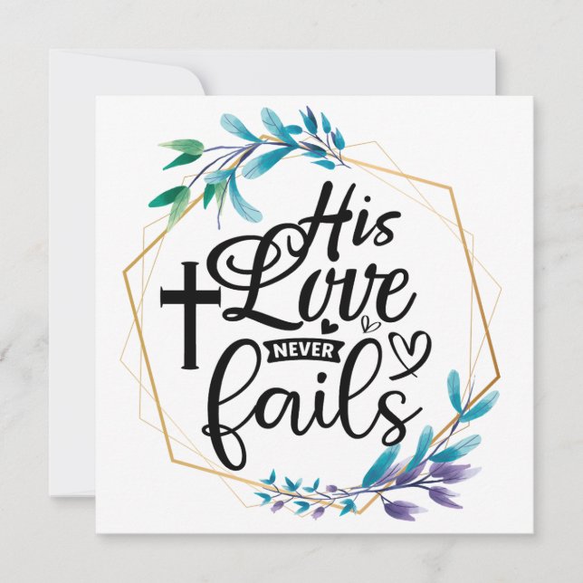 His Love Never Fails Thank You Card (Front)