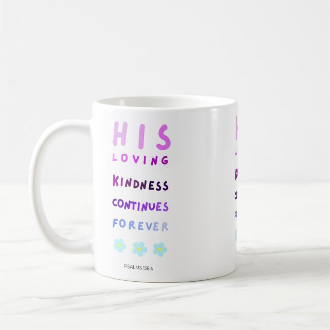 His Loving Kindness Continues Forever, Jesus Coffee Mug (Left)