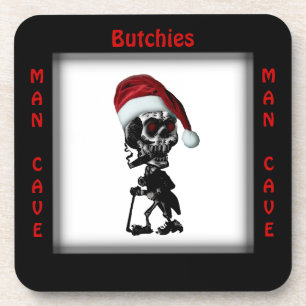 His Man Cave Square Christmas / Holiday Coasters