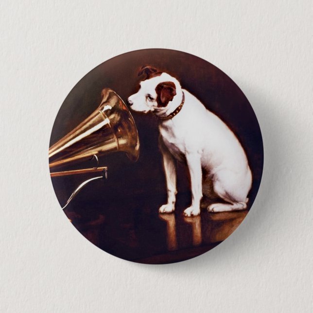 His Master's Voice, Francis Barraud 6 Cm Round Badge (Front)