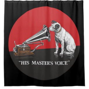 His Master's Voice Red & Black Vintage Shower Curtain