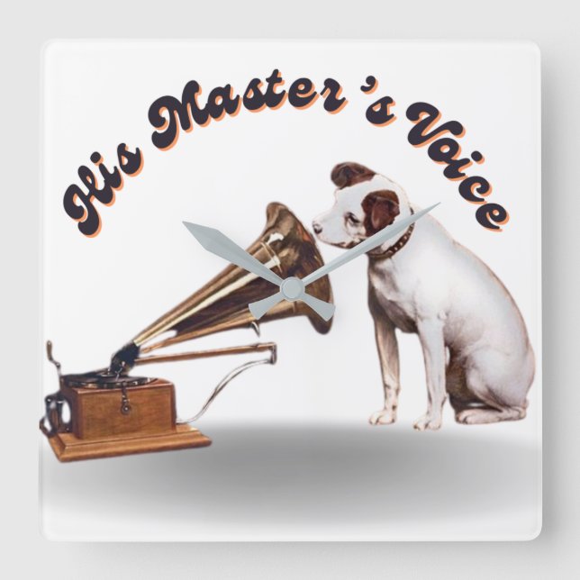 His Master's Voice Square Wall Clock (Front)