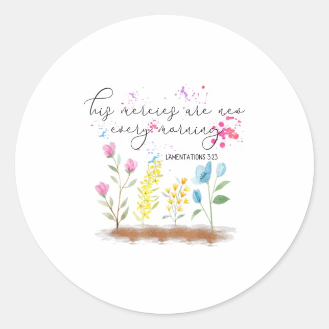 His Mercies Are New Every Morning Religious Christ Classic Round Sticker (Front)