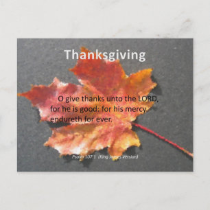 His Mercy Endureth Thanksgiving Psalm 107:1 Holiday Postcard