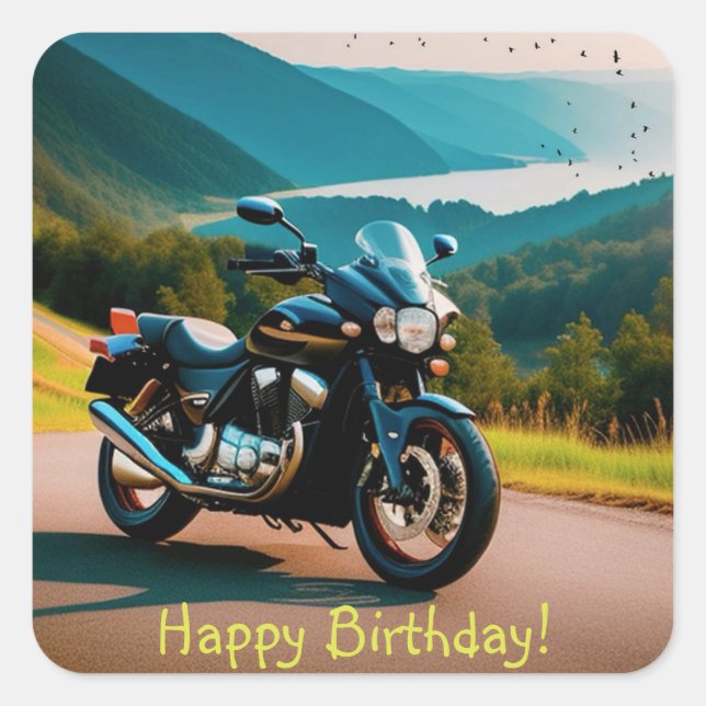 His Motorcycle Square Sticker (Front)