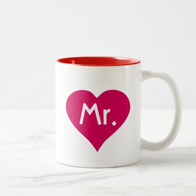 His Mr Mug in red heart - Mr and Mrs mugs set (Right)