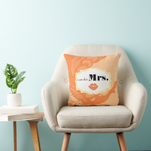 His Mrs 2nd Wedding Anniversary Peach Peacock Cushion