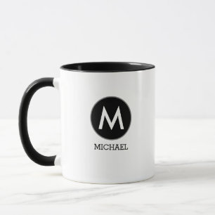 His Name Monogram Black White Mug