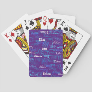 His Name repeated all over royal-purple colour Playing Cards
