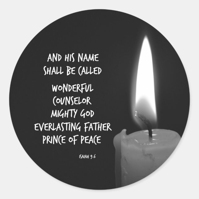 HIs name shall be Prince of Peace Bible Verse Classic Round Sticker (Front)