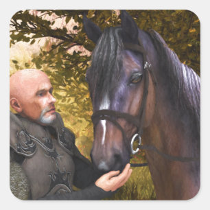 His Noble Steed - A Knight and His Horse Square Sticker