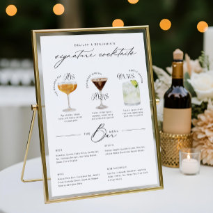 His Ours & Hers Watercolor Signature Cocktail Menu Poster