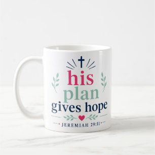 His Plan Gives Hope Minimalist Bible Verse Quote Coffee Mug