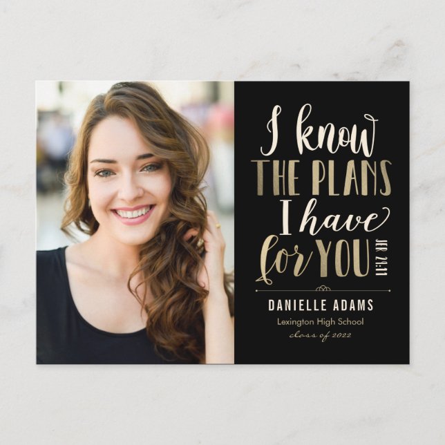 His Plans Graduation Announcement Postcard (Front)