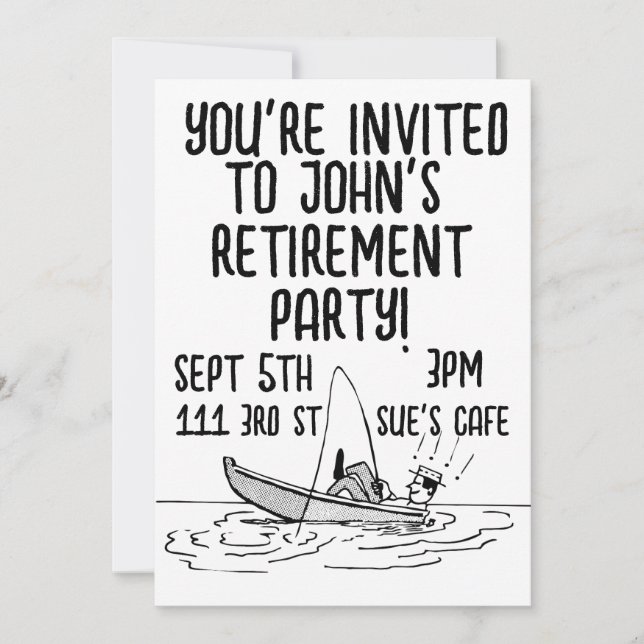 HIS RETIREMENT PARTY CUSTOM FISHING INVITATIONS (Front)