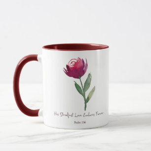 His steadfast Love watercolor red rose   Mug