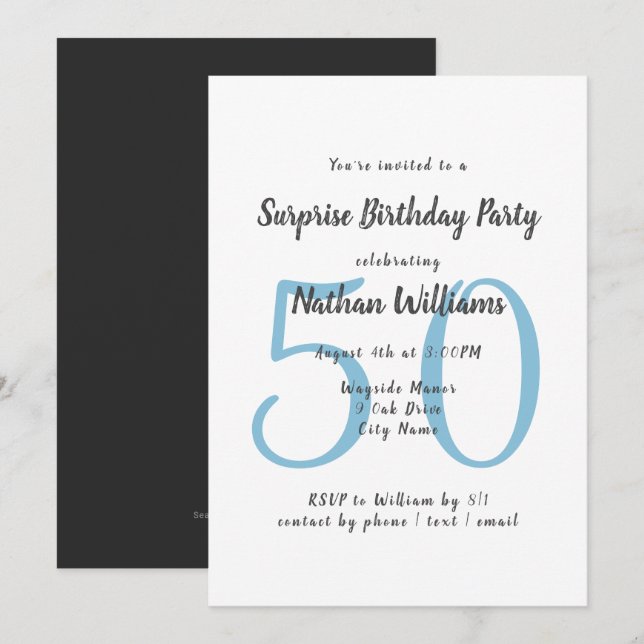 His Surprise Birthday Party Template Invitation (Front/Back)