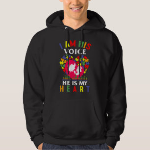 His Voice Is Me Autism Awareness Day Fitted Hoodie