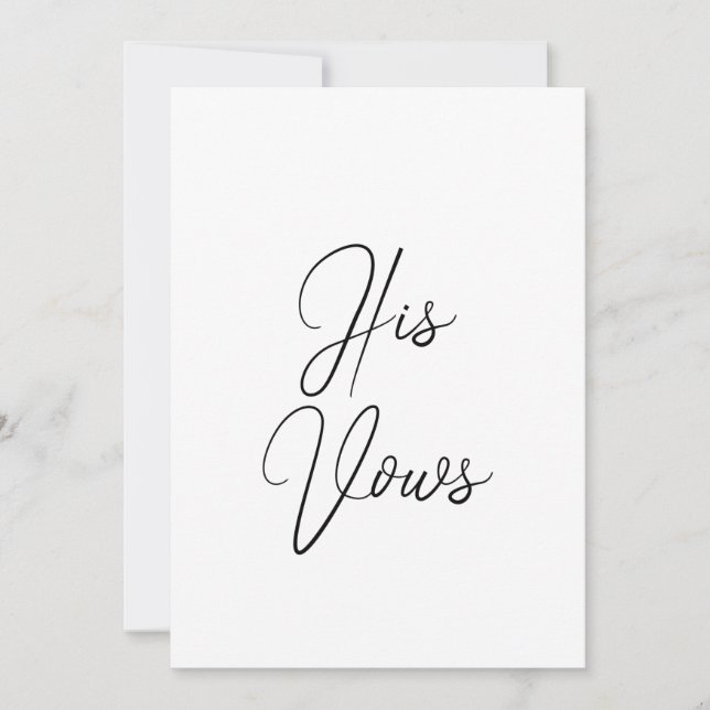 His Vow Card | Wedding Vow Booklet for Groom (Front)