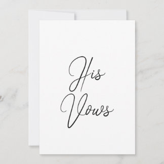 His Vow Card | Wedding Vow Booklet for Groom