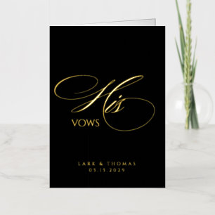 His Vows Black Design Foil Greeting Card
