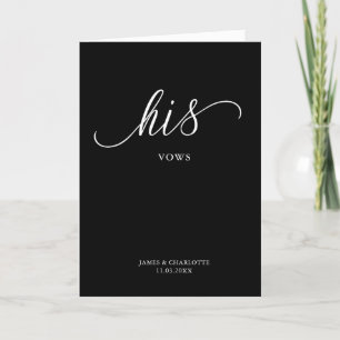 His Vows Card Minimalist Script Black