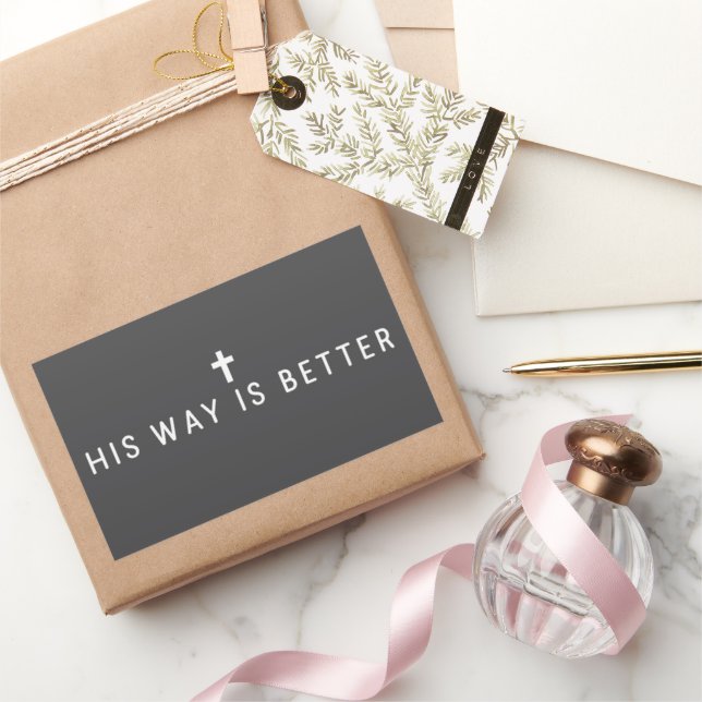 His Way Is Better Christian Jesus Faith Gift Rectangular Sticker (Gifting)