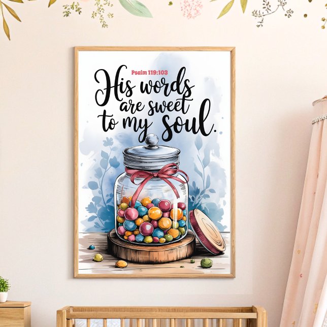 His Words are Sweet Christian Nursery Wall Art (Creator Uploaded)