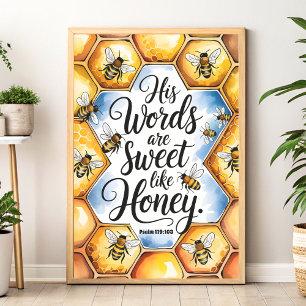 His Words Are Sweet Like Honey Christian Wall Art