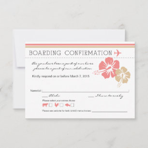 Hisbiscus Flowers Boarding Pass RSVP Card