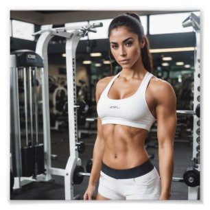 Hispanic Fit Athletic Girl in Lycra at Gym Photo Print