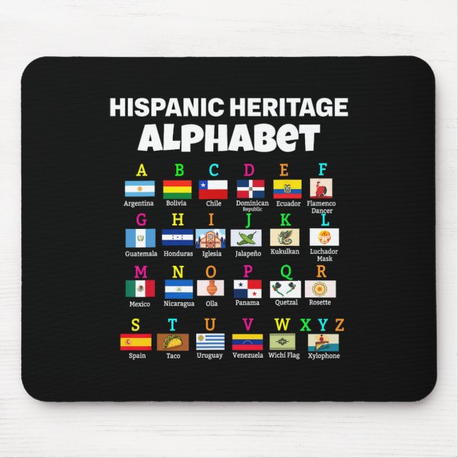 Hispanic Flag Alphabet For Teachers Educational La Mouse Mat (Front)