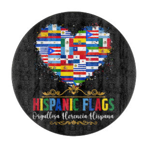 Hispanic Flags Heart Hispanic Heritage Month Cutting Board