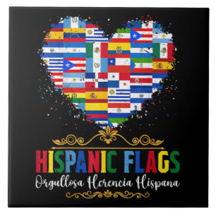 Hispanic Flags Heart Hispanic Heritage Month Tile