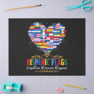 Hispanic Flags Heart Hispanic Heritage Month Tissue Paper
