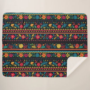 Hispanic Folk Art Pattern Sherpa Blanket