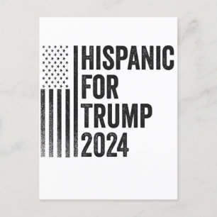 Hispanic For Trump 2024 American Patriotic Flag   Postcard