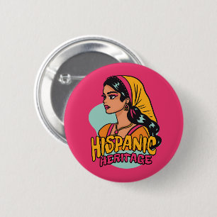 Hispanic Heritage Hand Drawn Hispana 6 Cm Round Badge