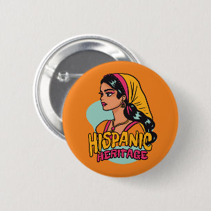 Hispanic Heritage Hand Drawn Hispana 6 Cm Round Badge