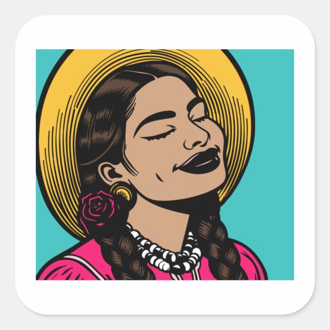 Hispanic Heritage Latina Woman Square Sticker (Front)