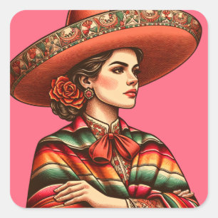 Hispanic Heritage Latinx Sarape Party Favor Square Sticker