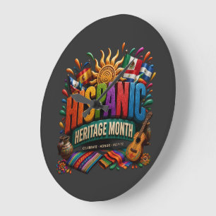 Hispanic Heritage Month 3D Colourful Cultural Prid Large Clock