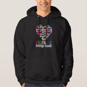 Hispanic Heritage Month All Countries Flags Heart  Hoodie