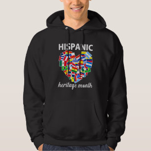 Hispanic Heritage Month All Countries Flags Heart  Hoodie