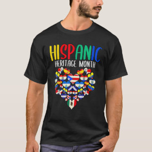 Hispanic Heritage Month All Countries Flags Heart T-Shirt