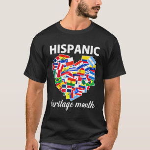 Hispanic Heritage Month All Countries Flags Heart  T-Shirt