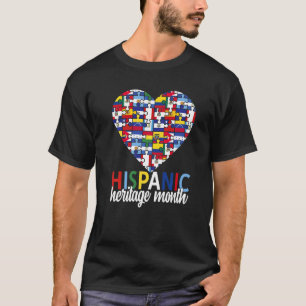 Hispanic Heritage Month All Countries Flags Heart T-Shirt
