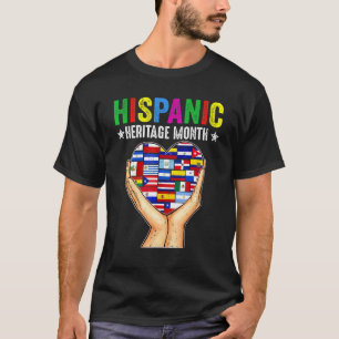 Hispanic Heritage Month All Countries Heart Hand T-Shirt